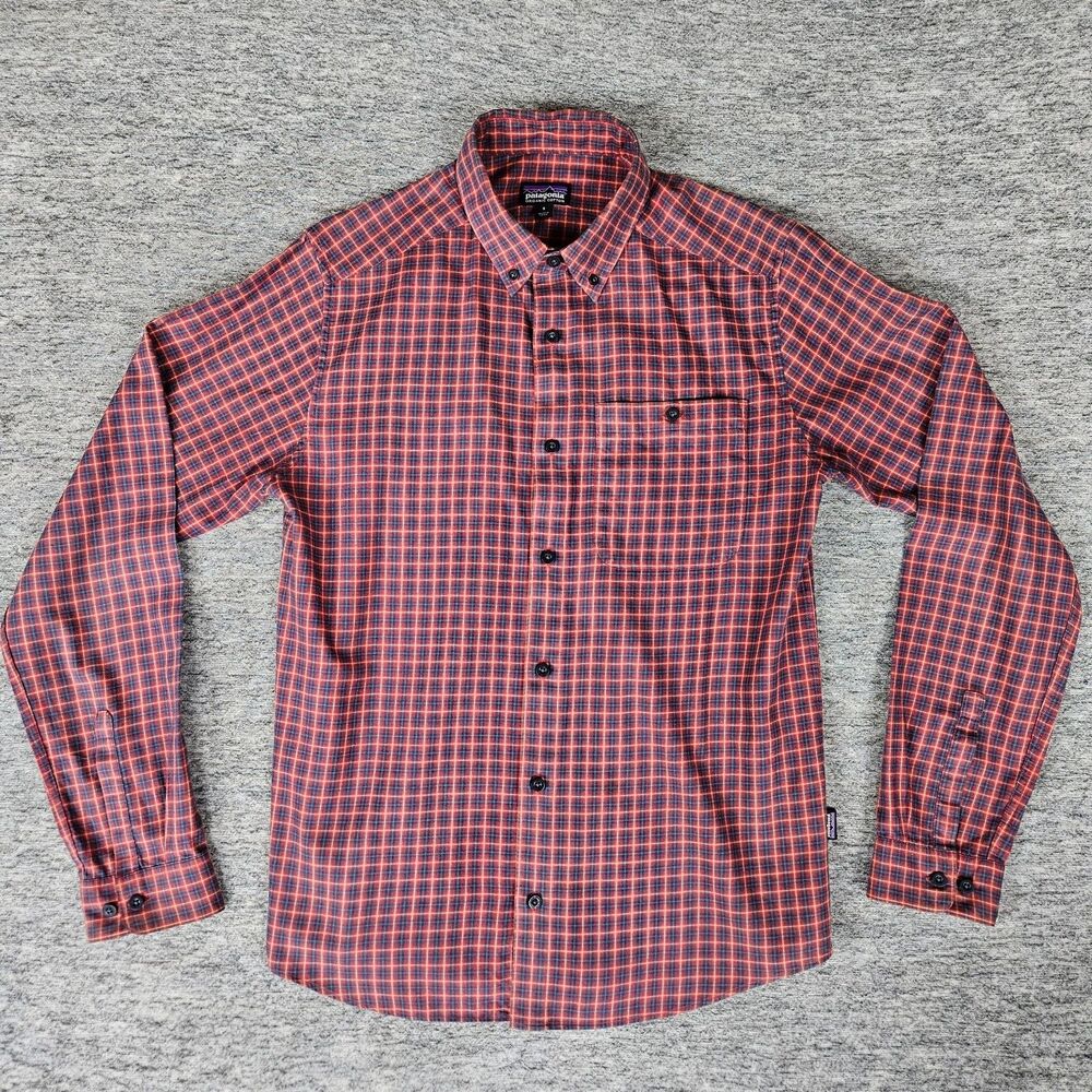 Patagonia Shirt Men's Small Red Plaid Organic Cotton Long Sleeve Button Front